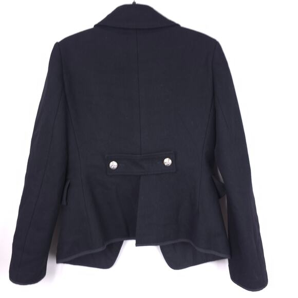 Italian Designer Hache Black 100% Virgin Wool Double Breasted Coat, Size EU 44 - Picture 7 of 8